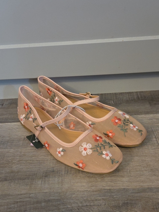 wild fable Shoes - Embroidered Floral Mesh Elsa Flats, Mary Jane Flats Blush Color, Size 9, New